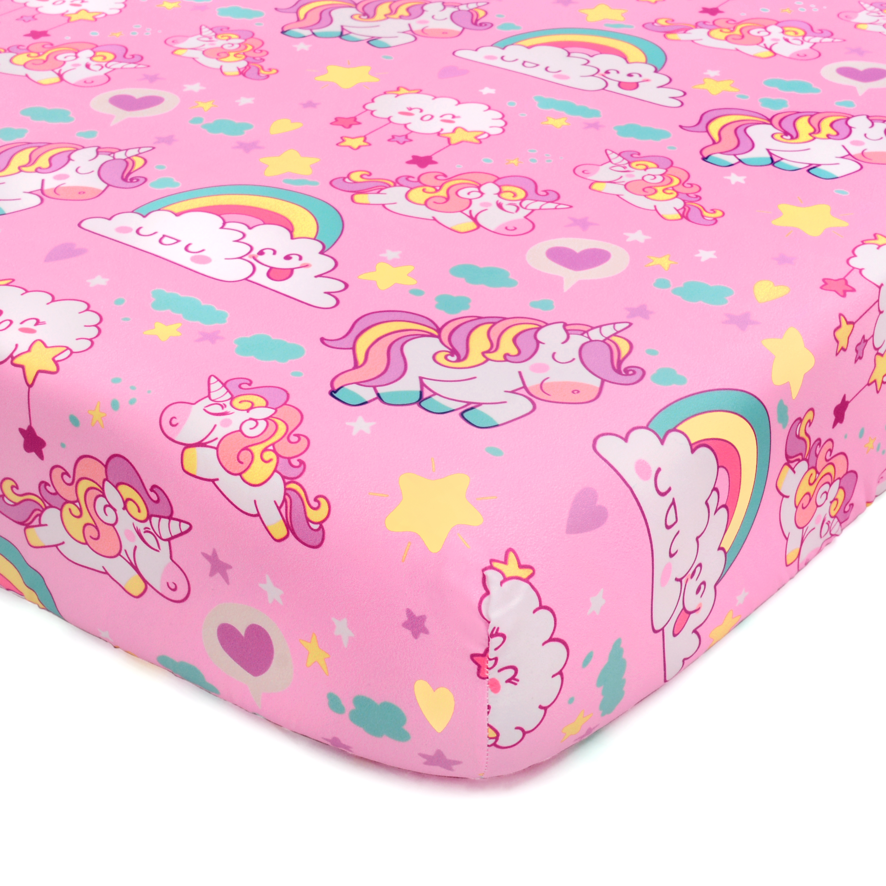 JISEN Baby Crib Sheets Soft Breathable Unicorns Fi...